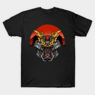 Metalic Samurai Hanya Mask Artwork T-Shirt